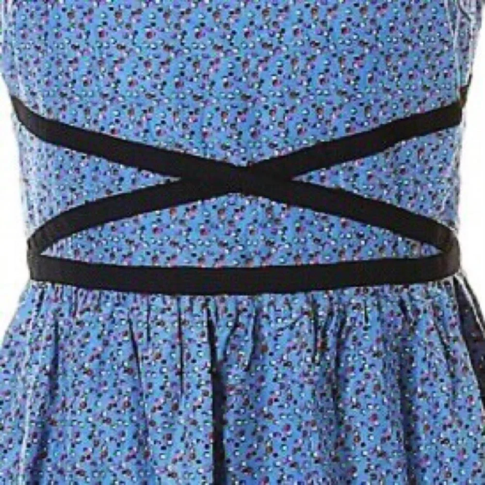 New Modcloth Doe and Rae Blue Fit & Flare Prairie Mini Dress Size M Medium NWT - Picture 2 of 5